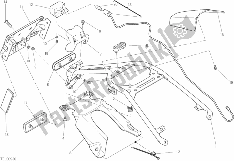 All parts for the Plate Holder of the Ducati Scrambler Sixty2 Thailand USA 400 2017